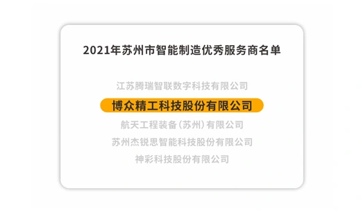 Bozhon Precision Industry was Awarded the Excellent Intelligent Manufacturing Service Provider of Suzhou City for the Year 2021